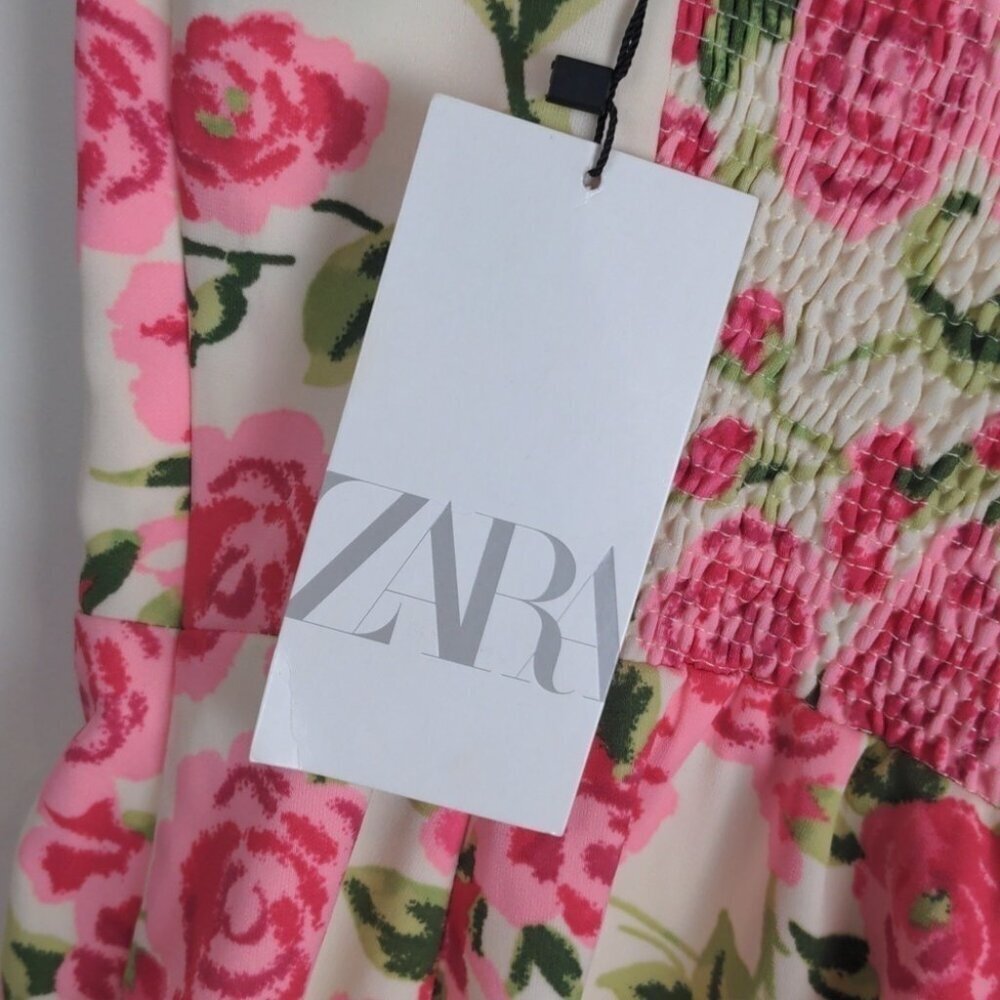 Dress Zara corset style dress with pink roses  nwt - Picture 5 of 6